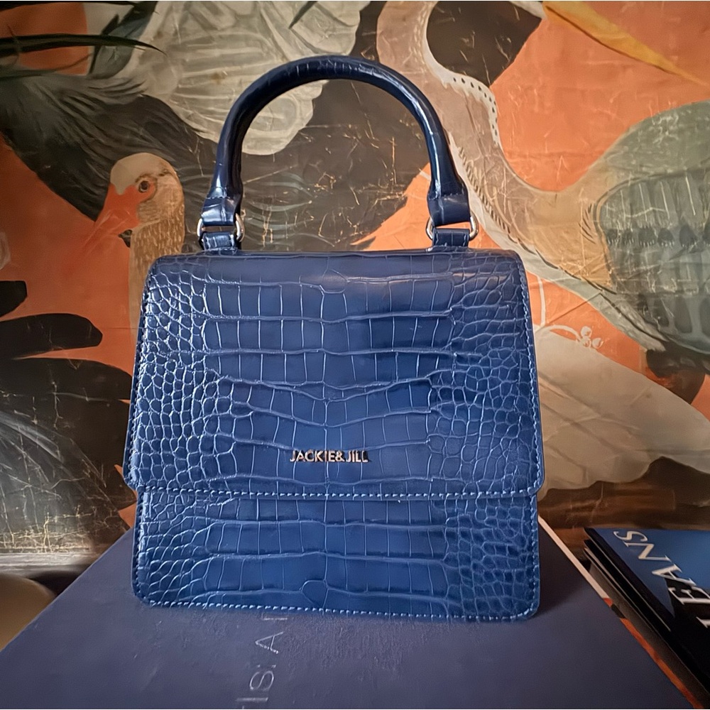 Blue Croc-Embossed Women's Tote Crossbody via Jackie & Jill